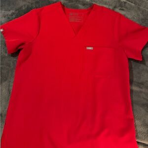 Figs Catarina Scrub Top, Medium, Winning Red color.